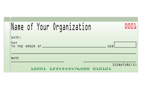 A blank green business check without name and address and has fake numbersのイラスト素材