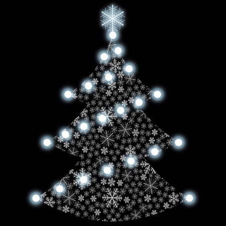 White Christmas tree over a black background.のイラスト素材
