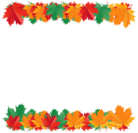 Fall leaf border isolated on a white background with a place for textのイラスト素材