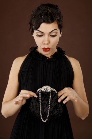 Retro lady with purse