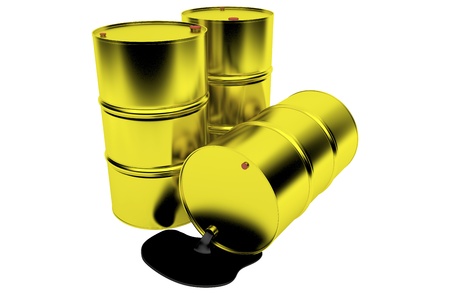 Barrels of oil on white backgroundの写真素材