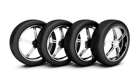 Car wheels isolated on white background