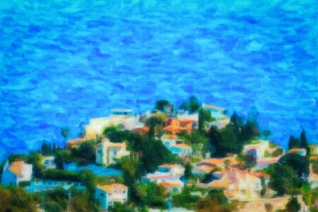 Benalmadena, Spain, watercolor stylizationの写真素材
