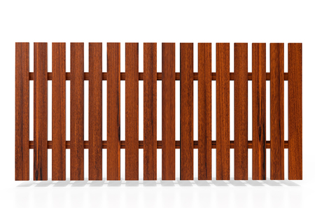 Wooden fence on white background, 3D renderingの写真素材
