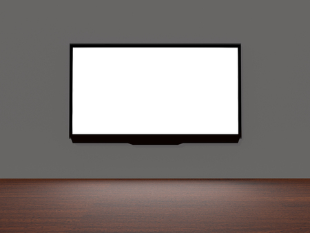 Modern LED TV on a wall. 3D renderingの写真素材