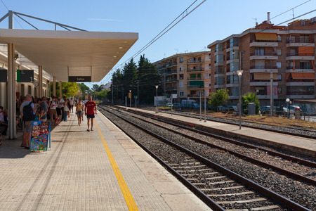 Salou, Spain - September 16, 2019 Local train station in resort city of Salou, Spain, nobodyのeditorial素材