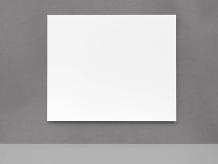 Empty white billboard on a concrete wall. 3D renderingの写真素材
