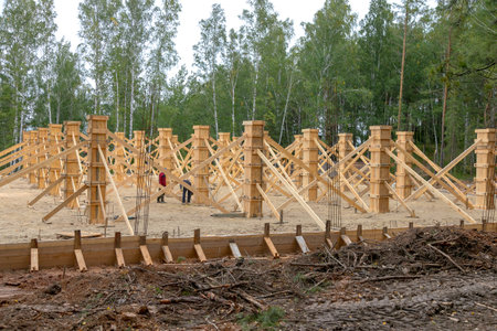 construction of a new house in the forestの写真素材