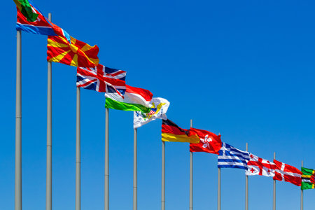 Flags waving in the wind