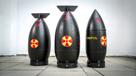 Nuclear missiles on the ground in a nuclear power plant, 3D renderingの素材