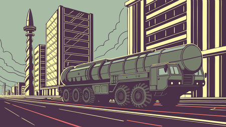 Vector illustration of a tank truck on the road in the city.のイラスト素材