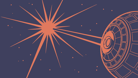Space satellite in the starry sky. Vector illustration for your design