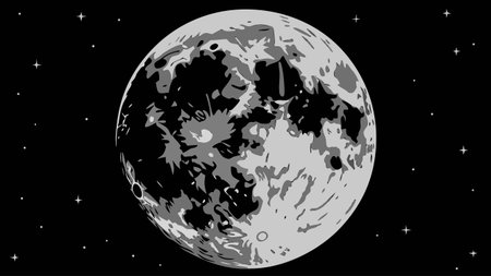 Moon in the night sky. Vector illustration of the full moon.のイラスト素材