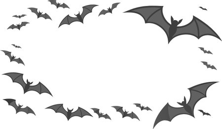 Halloween frame with flying bats isolated on white background. Vector illustration.のイラスト素材