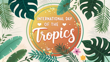 Celebrate international day of the tropics highlighting biodiversity culture climate and nature with vibrant awareness of forests oceans wildlife and global heritageの素材
