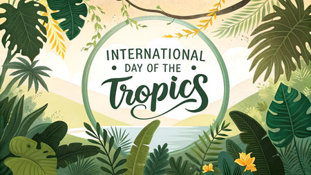 celebrate international day of the tropics highlighting biodiversity climate culture and sustainability with lush tropical nature wildlife and global awareness for conservation and heritageの素材