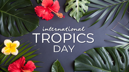 celebrate international tropics day with vibrant nature paradise showcasing tropical flora fauna culture and biodiversity highlighting conservation travel and exotic beautyの素材