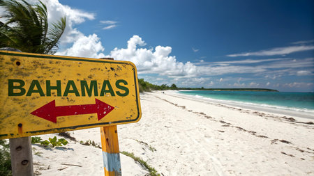 discover the bahamas with white sand beaches turquoise ocean and tropical paradise perfect for travel vacation relaxation and adventure in a stunning caribbean destinationの素材