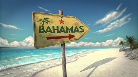 Discover the beauty of the bahamas with white sand beaches turquoise waters palm trees and tropical charm perfect for travel vacation and unforgettable island adventuresの素材