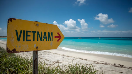 discover vietnam beach travel with stunning coastal paradise clear blue ocean sandy shore tropical escape adventure tourism and scenic destination for relaxation and explorationの素材