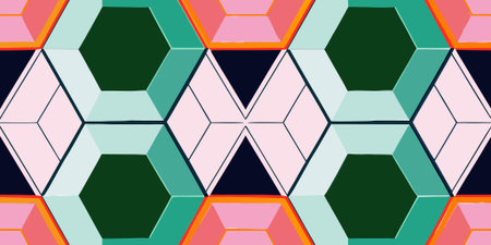 a modern abstract geometric pattern featuring an interlocking hexagonal motif. the design uses a...