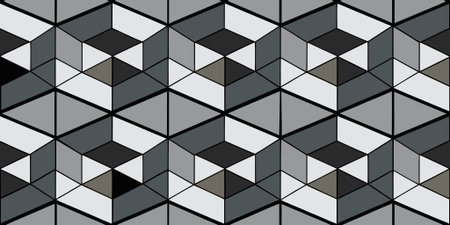 a sophisticated repeating pattern of interconnected diamonds in shades of gray and white. this...