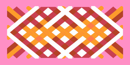 A modern flat design illustration featuring a colorful geometric diamond pattern and intersecting...