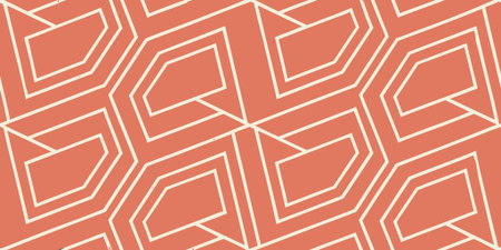 modern minimalist geometric pattern featuring abstract interlocking lines in coral and white. this ...