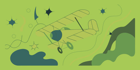 Discover a charming and whimsical illustration featuring a vintage biplane gracefully soaring...