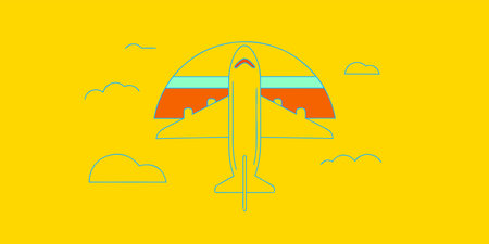 Experience the beauty of flight with this stylized retro airplane illustration. Soaring into a...