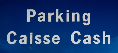 Panel of the payment box of a lot, white letterpress on a blue background