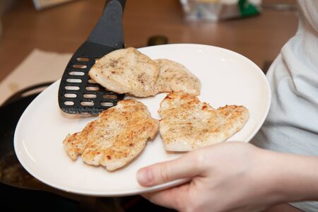 chicken cutlets on a plate, shallow DOFの写真素材