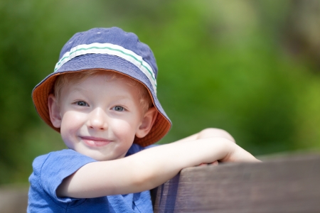 excited smiling boy at summer daysの写真素材