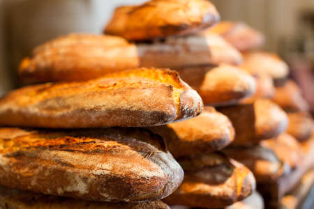 close-up of freshly baked breadの写真素材