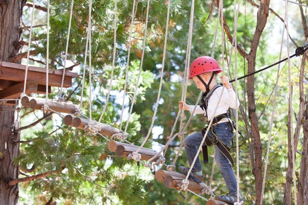 little kid climbing at adventure park