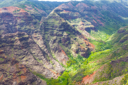beautiful aerial view from helicopter at waimea canyon at kauai, hawaiiの写真素材