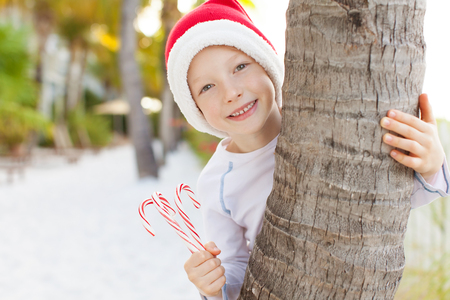 christmas theme at the beach vacationの写真素材