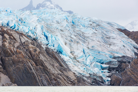 view at glacier grey in torres del paine national park, chile, from the boat at lago greyの写真素材