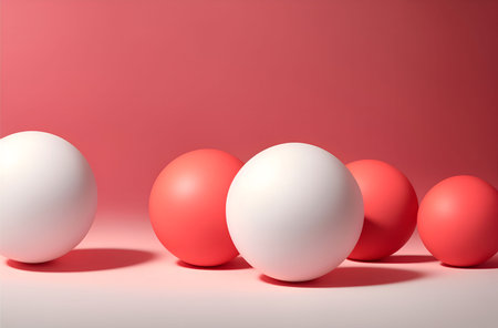 Balls red and white on a red backgroundの素材