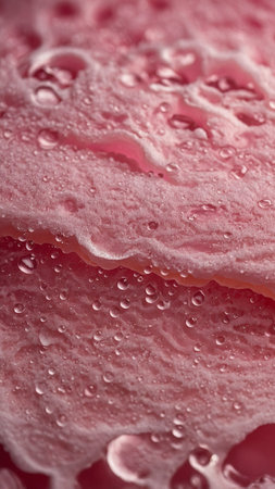 A mesmerizing close-up view of bubbles in a vibrant pink liquidの素材
