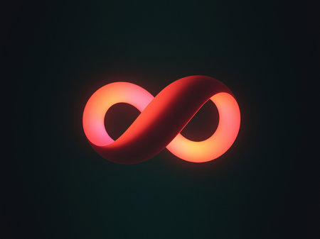 A glowing infinity symbol against a dark backgroundの素材