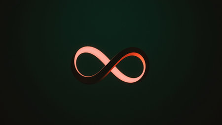 A glowing infinity symbol floats against a dark backgroundの素材