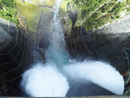 Water discharge at Kurobe Damの写真素材