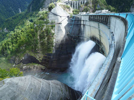 Water discharge at Kurobe Damの写真素材