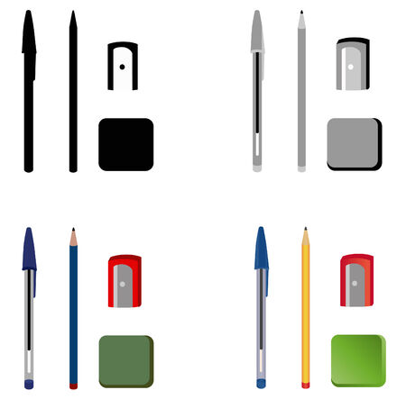 different objects associated with writing create in vectorのイラスト素材