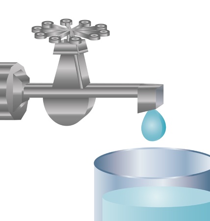 drawing water from a faucet drippingのイラスト素材