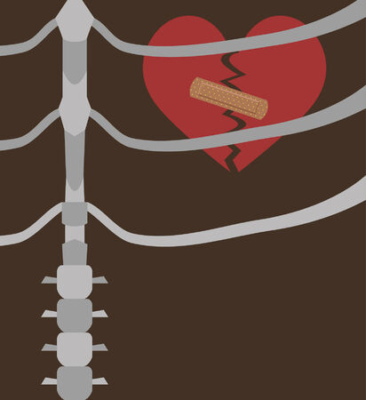 illustration of a broken heart within the chestのイラスト素材