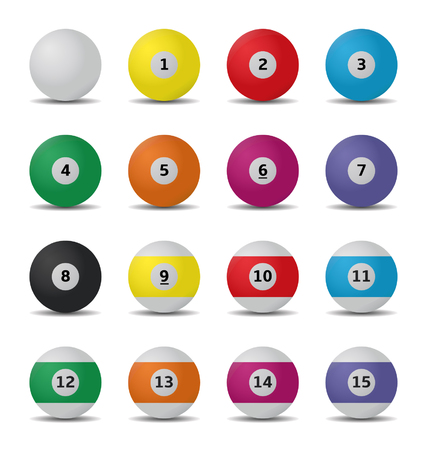 illustration of a set with 16 billiard ballsのイラスト素材