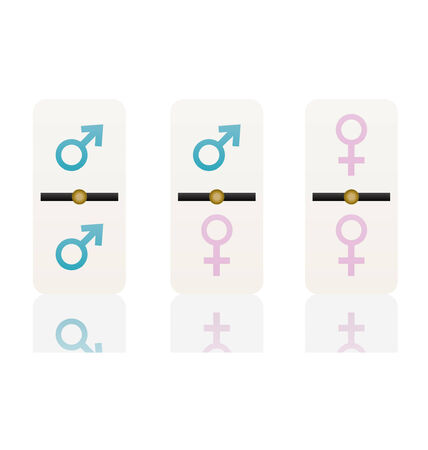 domino cards with illustrations of male and female symbolのイラスト素材