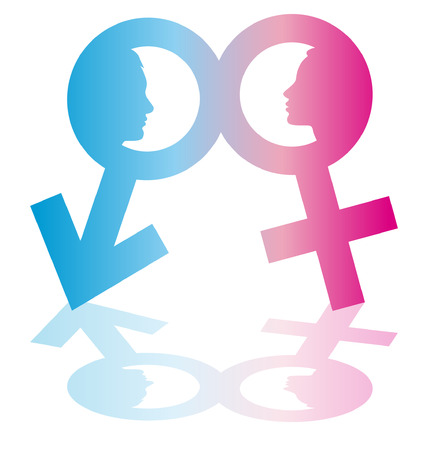 illustration of male and female symbols with human facesのイラスト素材